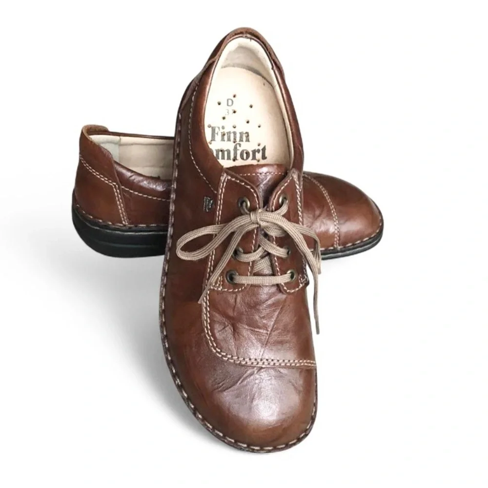 NWOT Finn Comfort Size EU 37 / US 6-6.5 Lexington Brown Plissee Oxford